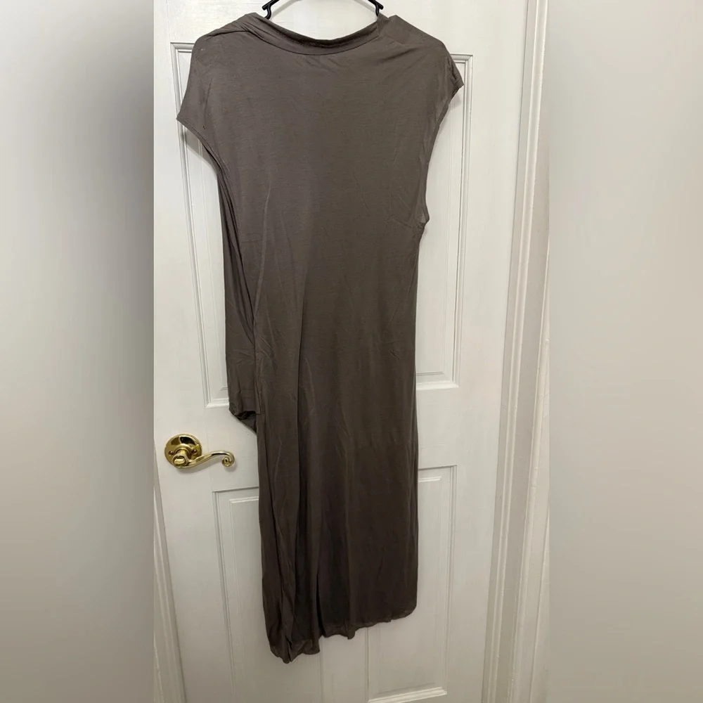 HELMUT LANG Women’s Dark Gray Cowl Neck Cap Sleeve Draped Maxi Dress Size L - Picture 2 of 8